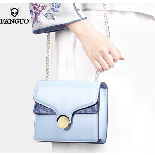 Retro Genuine Leather Women Shoulder Bag Mini Handbags For Female Chain Strap Messenger Bags Ladies Square Crossbody