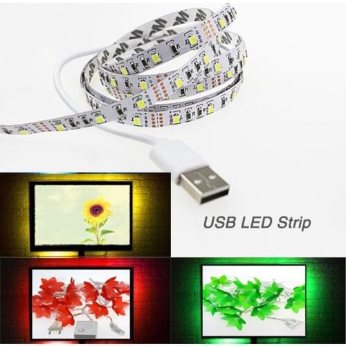 1M/2M/3M/5M USB led Strip Light 60leds/m DC 5v 3528 SMD LED Ribbon flexible tape neon + USB Cable