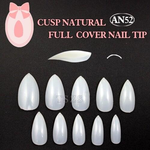 1bags/lot 600pcs ABS women salon supplier Natural Oval Cusp Stilleto nail art tips full cover fake false free acrylic nails