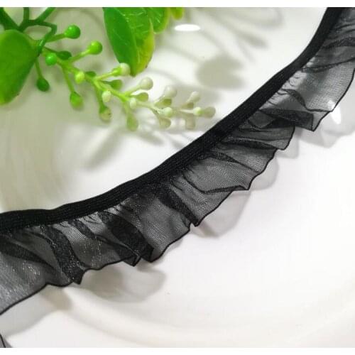 1Yards Elastic Lace Fabric Wedding 2.5CM Pink Lace Trim Ribbon Organza White Black Lace Fabric For Dresses ruban dentelle LU19