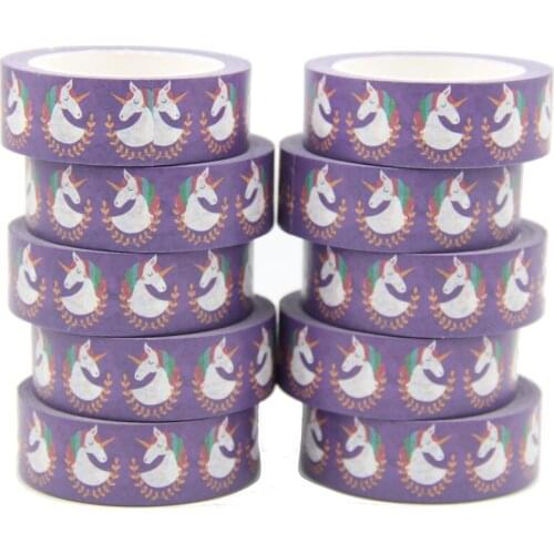 10PCS/lot 15MM*10M Purple Unicorn Washi Stickers Masking Tapes Decorative DIY Stationery office supplies washi tape set