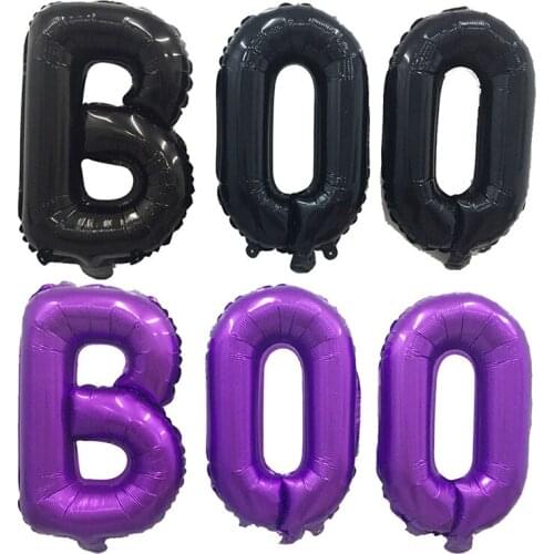 2 sets/lot BOO Letter Balloon Halloween Decoration Shopping Mall Party Bedroom Living Room Window Decoration Black And Purple