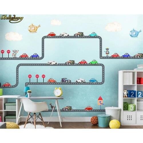 Beibehang Custom 3d wallpaper mural modern nordic hand drawn cartoon car children room background wall paper papel de parede