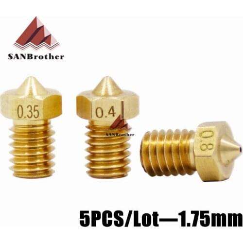5PCS/Lot 3D Printer E3D M6 Nozzles J-Head Brass Nozzle V5 V6 1.75mm Supplies Extruder Nozzles High Quality Nozzles