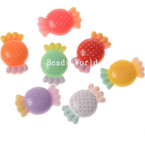 50 Pcs Random Mixed Candy Flatback Resin Scrapbook DIY Craft Phone shell Hair Accessories Embellishment 22x14mm(W04487 X 1)