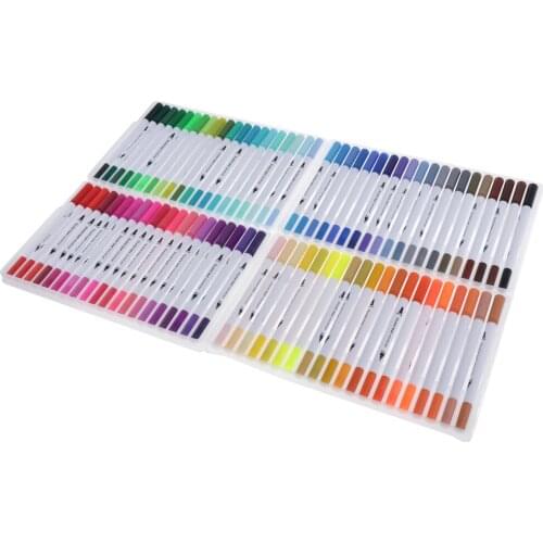 80 Color Water Based Pens Art Markers Dual Tip Permanent For