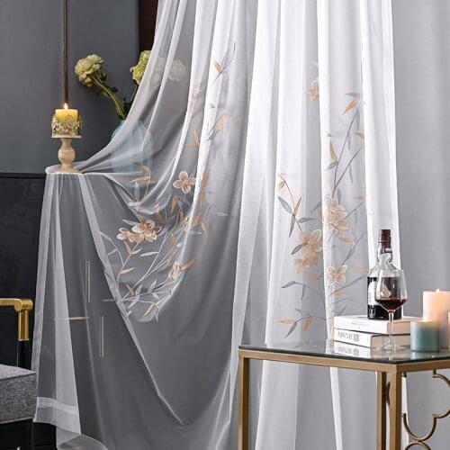 AS New Modern, Simple Translucent Opaque Light Luxury Chinese Style Flower Atmosphere Curtains for Living Dining Room Bedroom