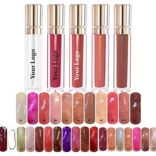 100pcs Private Label Lip Gloss Wholesale Clear Shiny Glitter Glossy Makeup Lipgloss Custom Logo Liquid Lipstick Bulk Cosmetics
