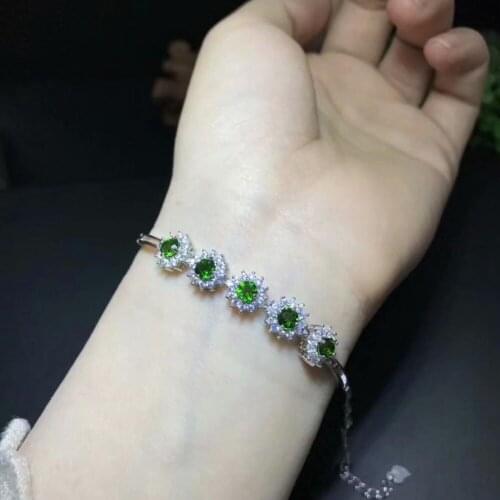 Natural tremolite bracelet circular 4mm 925 pure silver anti-oxidation non-allergic fashion fashion fashion style hundred take m