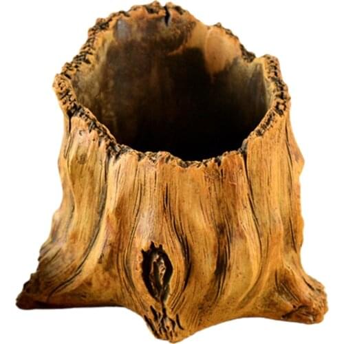 Flower Holder Plant Basket Creative Imitation Wood Pot Handmade Craft Succulent Planter Boxes Home Decor Vintage Gardening Pots