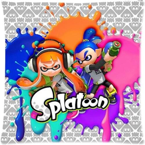 Decorative Cushion Cover Splatoon Throw Pillow Case for Sofa Bed Cotton Linen Pillow Slip Christmas Gift 18"X18"