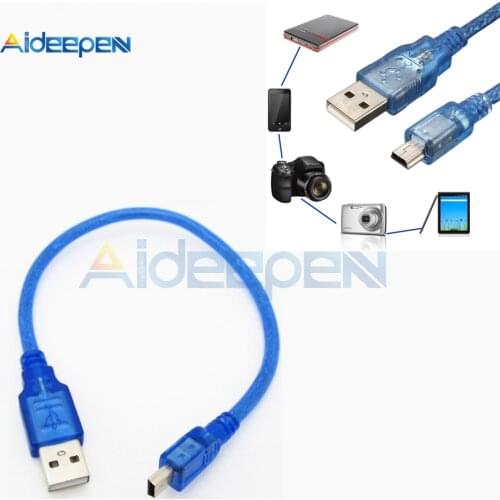 30CM USB 2.0 Type A Male to Mini USB B 5pin Male Data Cable Cord Adapter Converter Power Cable Charger For Arduino Camera