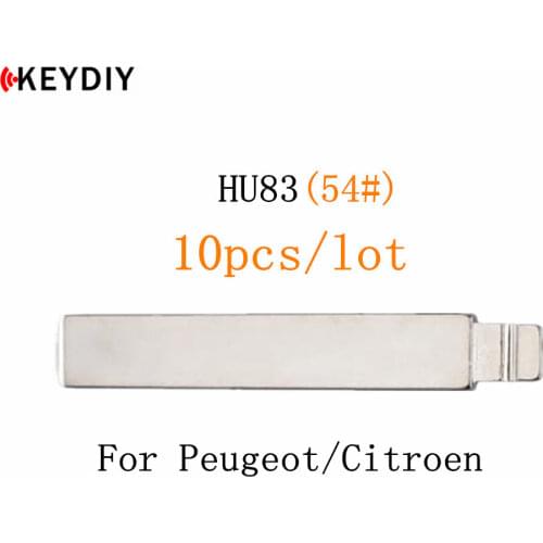 KEYDIY 10pcs/lot Metal Blank Uncut Flip KD/VVDI/JMD Remote Key Blade Type #54 for Peugeot 307 NO.54 HU83 Blade With Slot