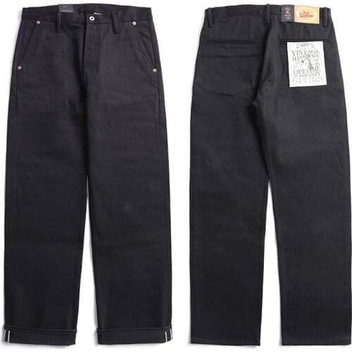 Red Tornado Black Officer Pants Mens Selvedge Denim Jeans Chino Relaxed Fit