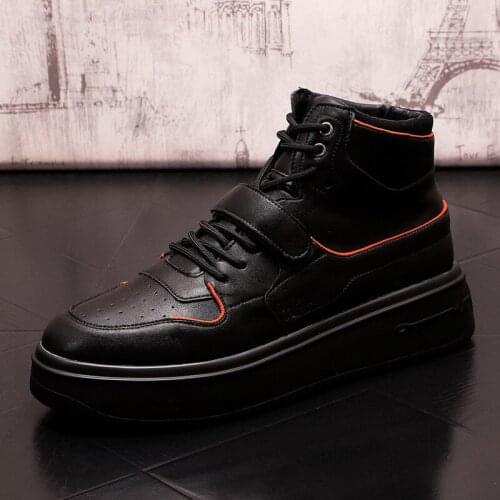 Concise Mens Black Sneaker High Casual Comfort Breathable Fashion Designer Male Trending Leisure Flats Sport Skateboard ERRFC