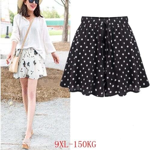 Summer plus size wide leg shorts 3XL 4XL 5XL 6XL 7XL hips 158CM womens high waist loose chiffon fashion wide leg shorts