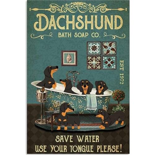 Metal Plates Wall Poster Vintage Retro Golden Retriever Decoration for Home Bar Dachshund Posters on the Wall Stickers Tin Sign
