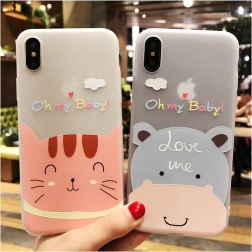 Cute Cat Hippo Color Painting Phone Case For iphone X Xr Xs Max Phone Back Cover for iphone Xs Max X Xr Silicone Soft Cases