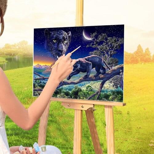 Animal Black Panther Painting By Numbers Package Oil Paints 50*70 Painting On Canvas Home Decoration For Wholesale