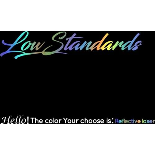Funny Low Standards Text Car Sticker For Cars Decal Cover Scratches Window Decoration For Motorcycle Decals Accessories