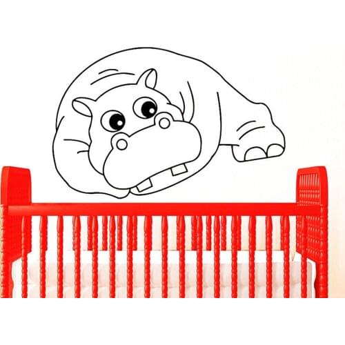Hippo Wall Stickers Home Decor Bedroom Cute Animal Wall Decals for Baby Nursery Art Mural Decal Removable Vinyl Stickers S361