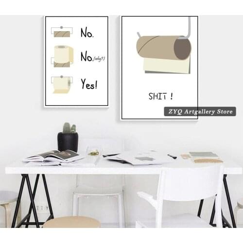 Toilet Wall Decor Canvas Painting Toilet Papers English Quote Canvas Prints Picture Washroom Wall Art Poster