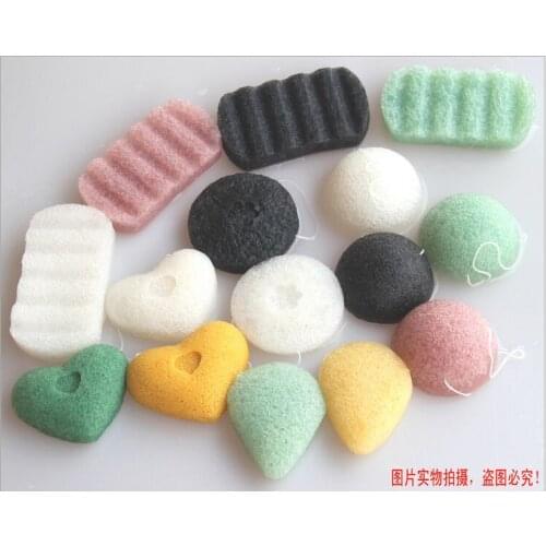 Natural Konjac Facial Sponge Facial Puff semicircle baby love shower green tea konjac cleansing cotton sponge face bath bashing
