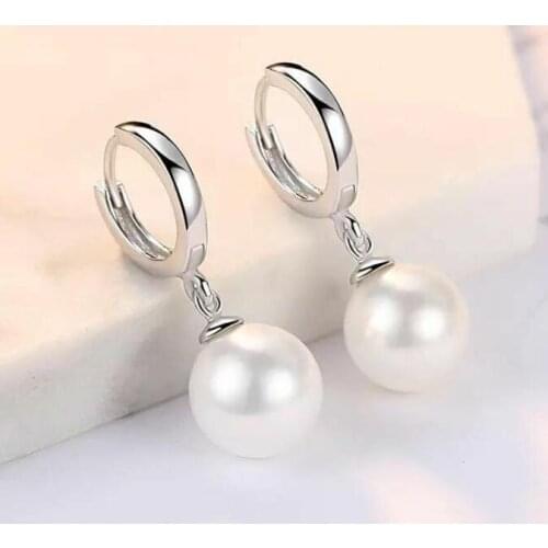 Charming 10-11mm south sea round white pearl earring 925s