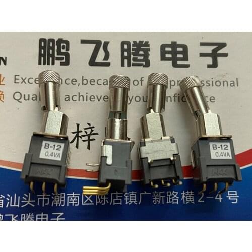 Original new 100% B-12LH 0.4VA button switch 3pin 2 gear bent foot with lock anti-collision rocker arm shaking head