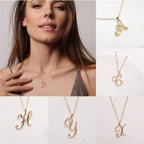 New Fashion 26 Letter Name Necklace Alphabet Initial Gold A-Z Letter Pendant Necklace Mother Friend Family Gift Jewelry