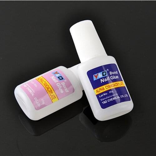 500PCS Wholesale Professional Clear adhesive Strong Nail Art Glue 10g Nail Bond With Brush False Acrylic Tips Glue Free Shipping