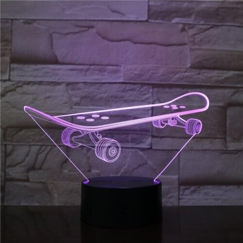 Skateboarding 3D LED Night Lamp Romantic Bedroom Table Lamp Valentines Gifts for Lovers Couples Kids Sleeping Light 3D-2195