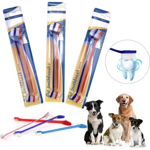 Pet Products Dogs Toothbrush Chew Set Double Head Pet ToothBrush Cat Clean Teeth Dog Teeth Cleaning Supplies For Puppy Kitten
