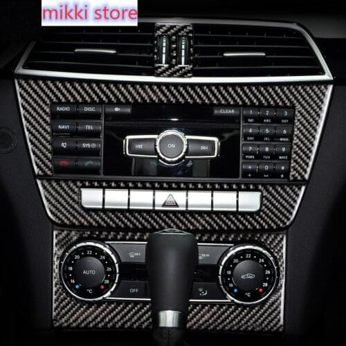Carbon Fiber For mercedes C class W204 2007-2014 Car Styling Interior Strip Air Conditioning CD Panel Cover Trim Accessories