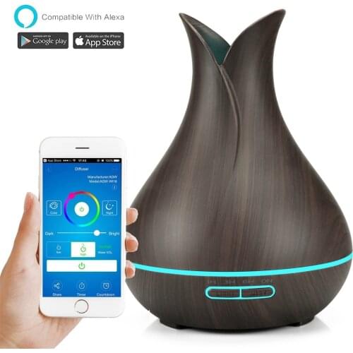 400ml Humidifier Essential Oil Aromatherapy Ultrasonic Aroma Diffuser Air Purifier Mist Fogger Home WiFi Remote Control Smart