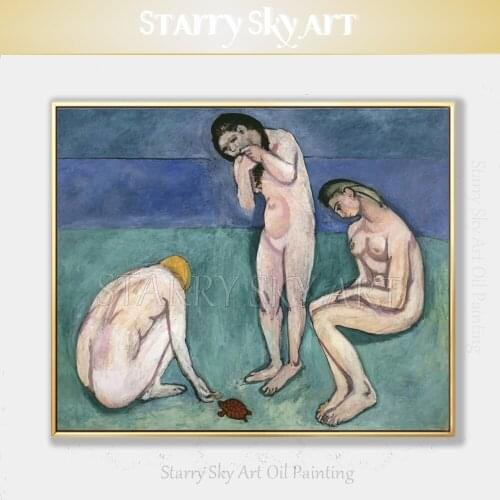Reproduction Hand-painted Bathers with a Turtle Oil Painting on Canvas Beautiful Wall Art Bathers with a Turtle Oil Painting