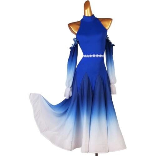 High-end Custom Ballroom Dance Woman Sexy Strapless Big Swing Skirt Female Adult Elegant Stage Professional Costume