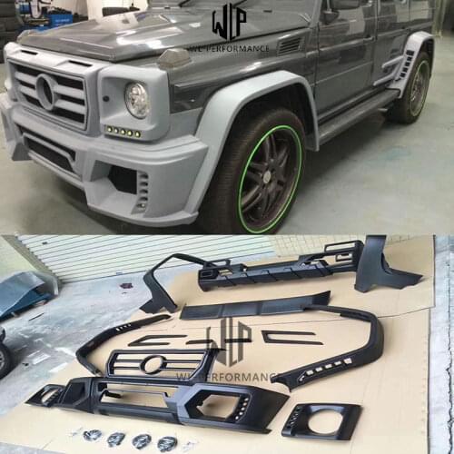 W463 FRP unpainted Car Body Kit Front Bumper Rear Bumper Diffuser Round Eyebrows For Mercedes-Benz W463 G Class G55