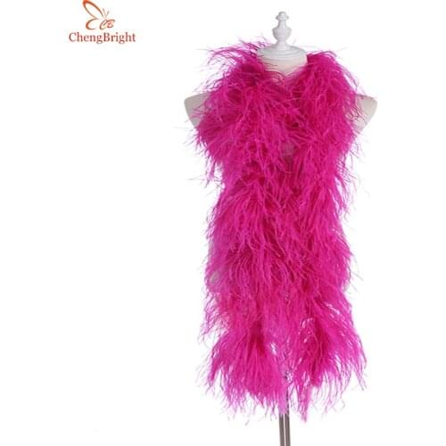 2 Yards Fluffy Rose red Ostrich Feather Boa Skirt Costumes/Trim for Party/Shawl/Craft Feather Boa in Wedding Decorations