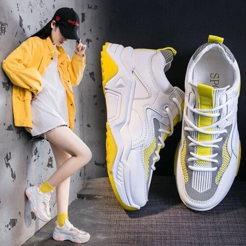 Women Walking Shoes Increasing 6CM INS Ulzza Harajuku Sneakers Cushioning Height Platform Breathable Wave Baskets Femme