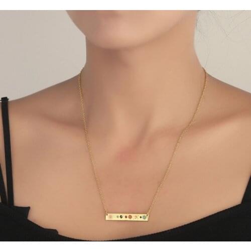 Galaxy Astronomy Crescent Moon Phases Necklace Women Vertical Bar Lunar Phenomena Talisman Witchcraft Jewelry Pendant