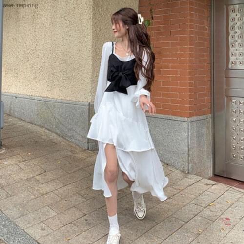2021 Summer New Super Fairy Fairy Skirt Waist High-level Gentle Irregular Fashion Slit Temperament Square Neck Dress Long