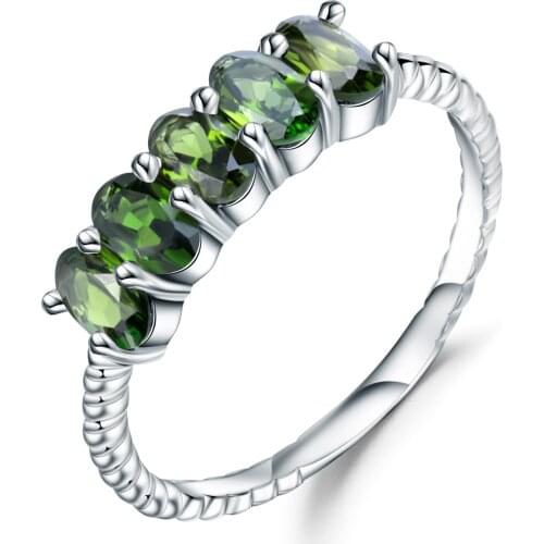 GEMS BALLET 1.30Ct Natural Chrome Diopside Gemstone Rings Genuine 925 Sterling Silver Vintage Ring For Women Gift Fine Jewelry