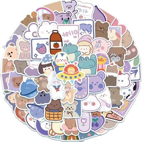 10/30/50PCS Small Fresh Cartoon Cute Girl Heart Hand Account Diary Mobile Phone Notebook Decorative Waterproof Stickers Wholesal