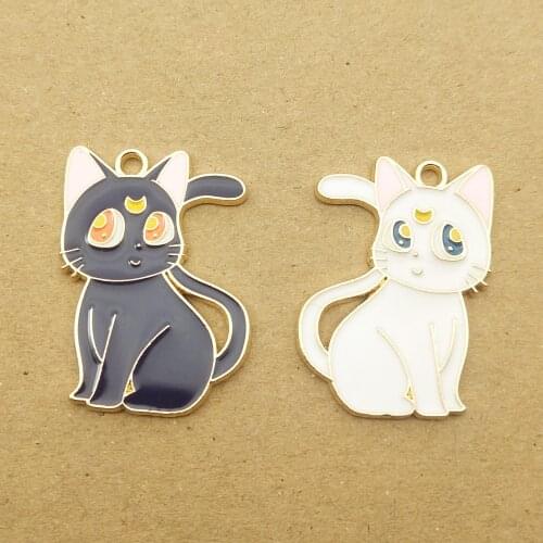 10pcs 22x28mm enamel cat charm for jewelry making and crafting cute earring pendant bracelet necklace charm