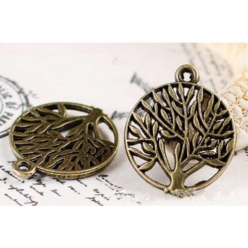 100pcs 18mm Antique bronze/Antique Silver tone Hollow out Filigree Tree of Life Connector Pendant Charm/Finding,DIY Accessory