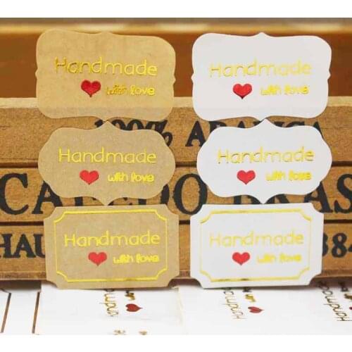 100pcs Multi styles gold foil label stickers DIY handmade with love sticker labels gold thank you gift /jewlry/cookies labels