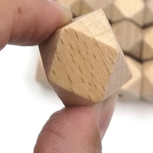 100pcs Germany beech geometric wood DIY beading smooth good quality 20mm haxtagon chew beads unfinished beech wooden beads EA290