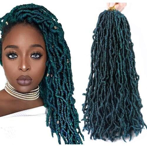 18 Inch Faux Locs Crochet Braids Prelooped Soft Goddess Locs Crochet Hair For Black Women with Premium Fiber(1B/DGREEN, 18 Inch)