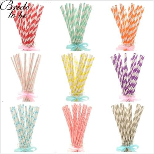 25pcs Bride To Be Drinking Paper Disposable Tableware Straw Baby Shower Decoration Gift Wedding Hen Night Party Event Supplies